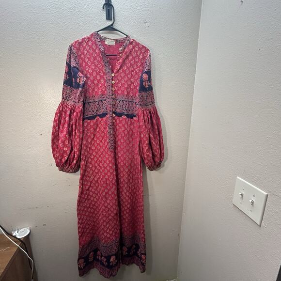 Vintage Sundeep Boho Dress 60s 70s Indian Peasant Hippie Prairie Woodstock XS/S - Picture 1 of 14